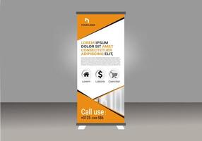 Roll Up banner design with an orange and black design vector