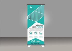Roll Up banner design, red and green and white vector