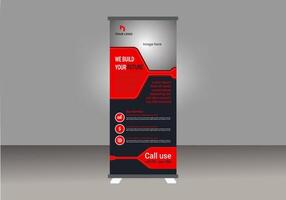 Roll Up banner design, red and Black pro vector