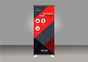 Roll up banner design layout with red and black design vector