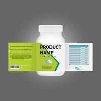 Cosmetic package with a bottle and a label vector
