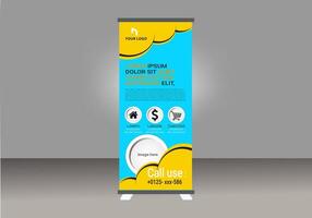 Roll up banner with a yellow and blue design vector