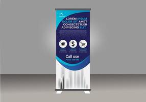 Roll up banner colorful geometric standee with a blue design vector