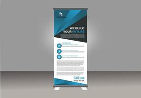 roll up design background layout template with blue and black design vector