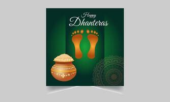 Happy dhanteras event background with golden coin vector