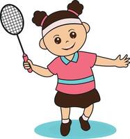 A cartoon girl holding a racket and smiling vector