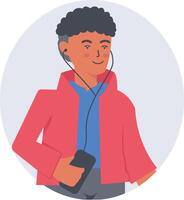 Human Character Listening to Music vector