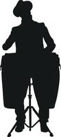 A silhouette of a man playing a conga drum vector