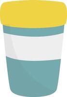 A bucket with a yellow lid and blue stripe vector