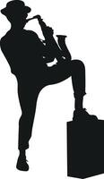 Silhouette of a man playing the saxophone vector
