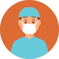A man in a surgical mask is shown in an orange circle vector