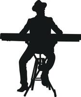 Silhouette of a man playing the piano vector