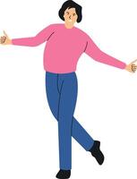 Cute People Dancing Character in Flat Style vector