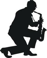 Silhouette of Saxophone Player vector