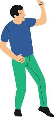 Boy People Dancing Character in Flat Style
