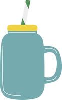 A cup with a straw and a straw inside vector