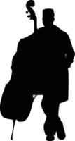 A silhouette of a man playing the cello vector