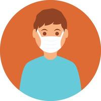 A man wearing a surgical mask on an orange background vector