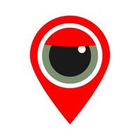 Eye Map Pin Icon on White Background vector