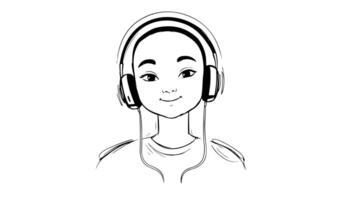 animação formulários uma esboço do a ícone do uma pessoa ouvindo para uma música video