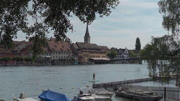 Stein am Rhein, Switzerland. Stein am Rhein ist eine Kleinstadt westlich des Bodensees im Nordosten der Schweiz. Small town west of Lake Constance in northeastern Switzerland in summer. video