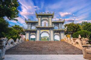 gate at Linh Ung Buddhist pagoda near statue of Lady Buddha in Da Nang in Vietnam in Asia in summer photo