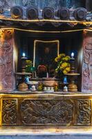 Buddhist temple with sanctuary inside Huyen Khong Cave in the Marble Mountains in Da Nang in Vietnam photo