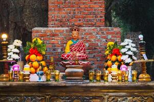 Buddhist temple with statues and sanctuary inside the Huyen Khong Cave in Marble Mountains in Da Nang in Vietnam in Asia photo