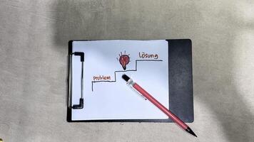 Concept of Problem or Losung write on paperwork isolated on Wooden Table. German Language it means photo