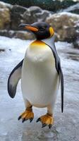 King penguin walking on ice in antarctica wildlife refuge photo