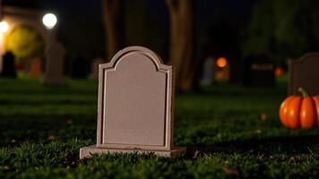 Blank Gravestone in a Graveyard at Night photo