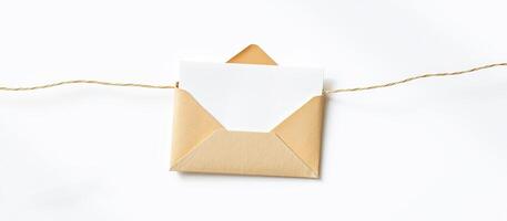 Blank Envelope Hanging on a String photo
