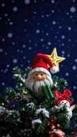 Christmas tree decoration with Santa Claus and snowman ornament photo