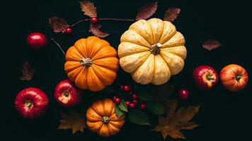 Autumnal Still Life with Pumpkins and Apples photo