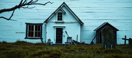 An abandoned house on a gloomy day photo