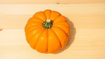 Single Pumpkin on a Wooden Background photo
