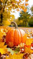 Pumpkin and Autumn Leaves photo