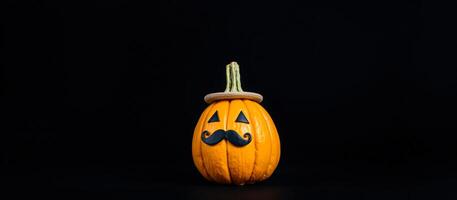 Pumpkin with a Mustache and a Hat photo