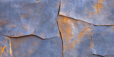 Close-up of distressed metal surface showcasing deep charcoal gray with rust and texture imperfections photo