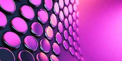 Minimalist abstract design with pastel pink circular patterns on a black background featuring metallic reflections photo