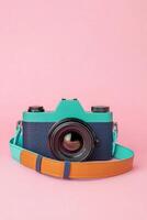 Retro-style camera setup in vibrant colors for vintage photography enthusiasts photo