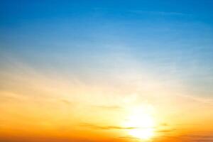 Beautiful , luxury soft gradient orange gold clouds and sunlight on the blue sky perfect for the background, take in everning,Twilight, Large size, high definition landscape photo