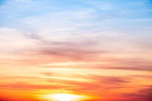 Beautiful , luxury soft gradient orange gold clouds and sunlight on the blue sky perfect for the background, take in everning,Twilight, Large size, high definition landscape photo