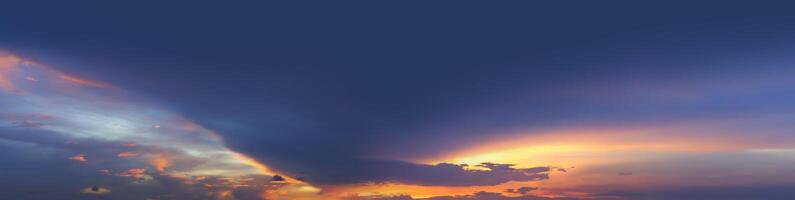 Sunset sky with tiny clouds. Panoramic view. photo