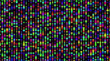 A colorful pattern of squares on a black background video
