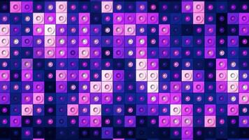 Violet square tiles in seamless loop animated mosaic surface. Motion. Purple blocks with circle silhouettes inside. video