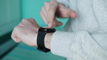 Hand Touches The Display Of A Smart Watch video