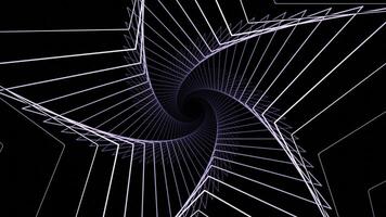 Hypnotic 3D spiral in shape of star. Design. 3d mock-up lines move in spiral on black background. Spiral of contour lines in shape of swirling star video