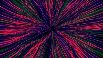 Bright abstraction. Design.White and red bright lines fluctuate against the background like hair on a black background in animation video
