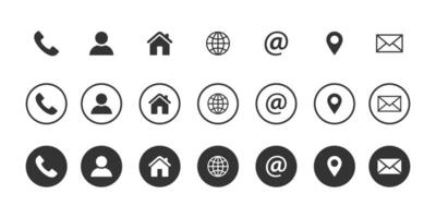 Set of Contact Us icons. Web icon set. Contact information icons for business cards on transparent background vector